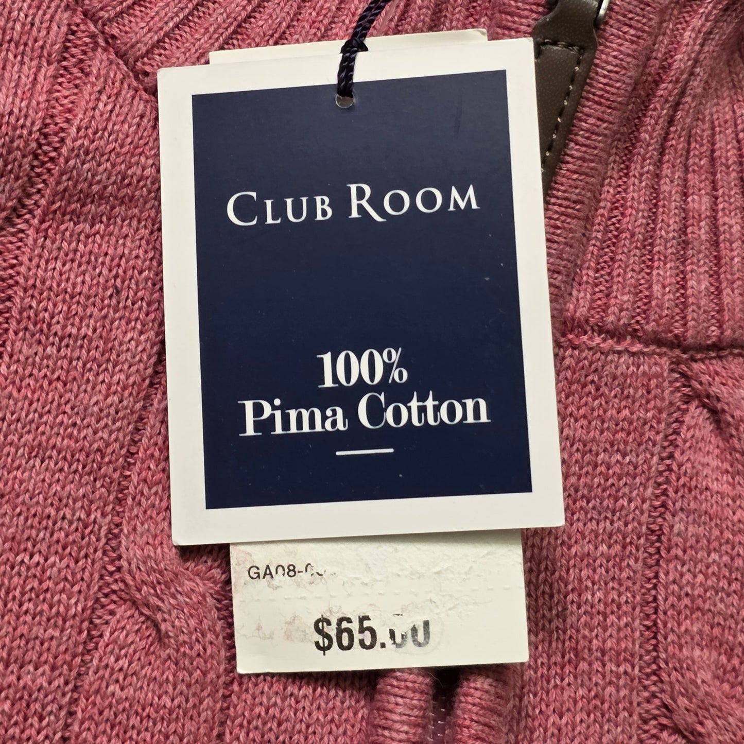 Club Room Quarter-Zip Sweater Men XXL Red Cotton Cable Knit