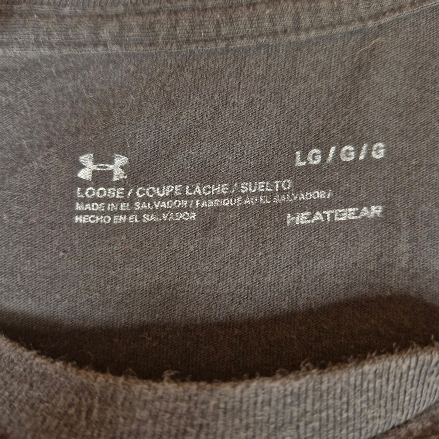 Under Armour HeatGear Shirt Mens Large Loose Black Logo Graphic Short Sleeve