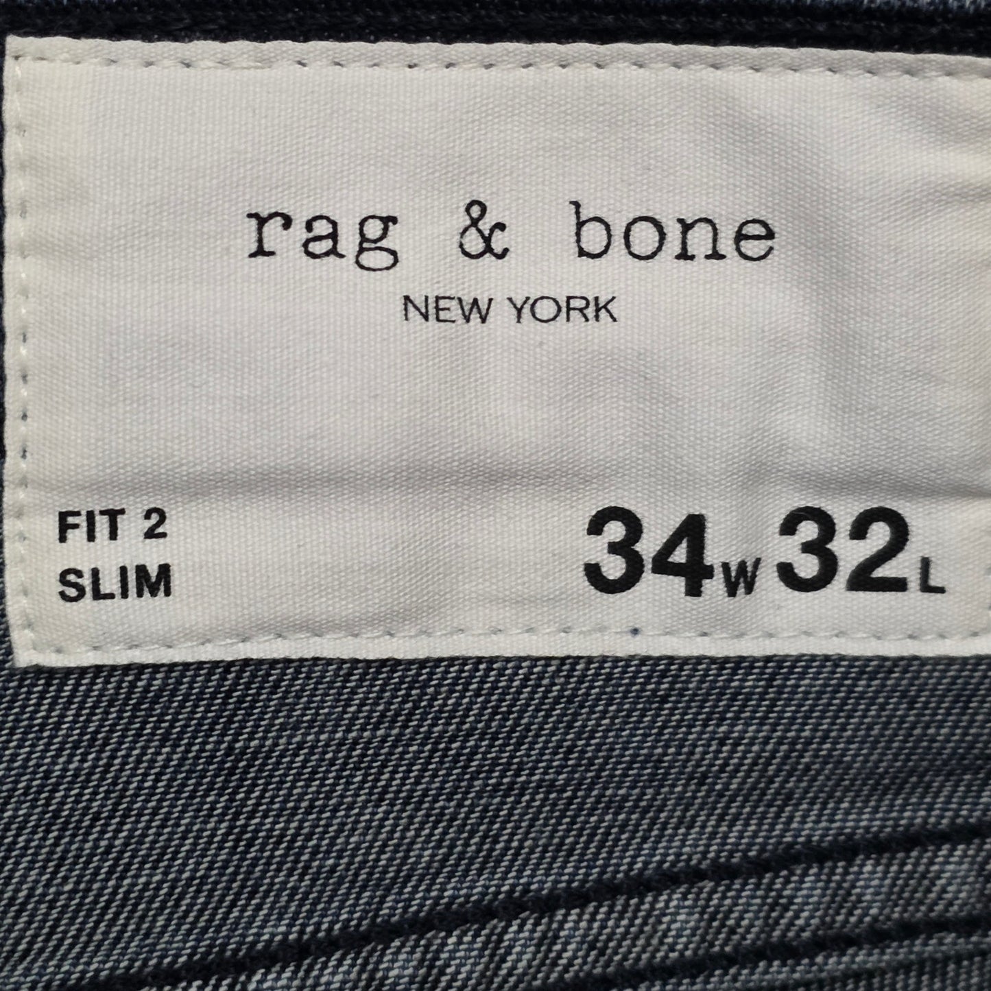 Rag & Bone Fit 2 Slim Jeans Men 34x32 Blue Denim