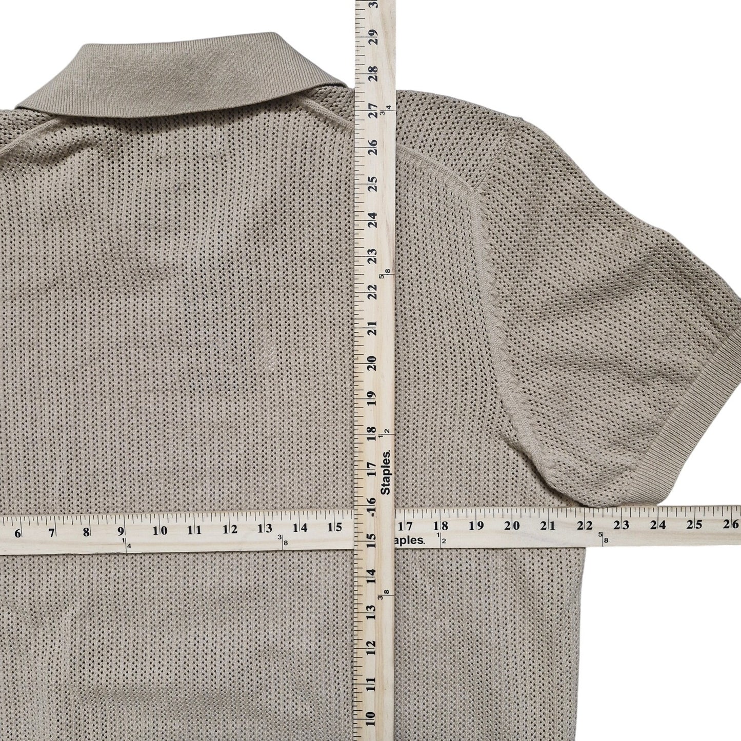 Ben Sherman Short Sleeve Signature Knitted Polo Men’s Large Sand Organic Cotton Knit Casual