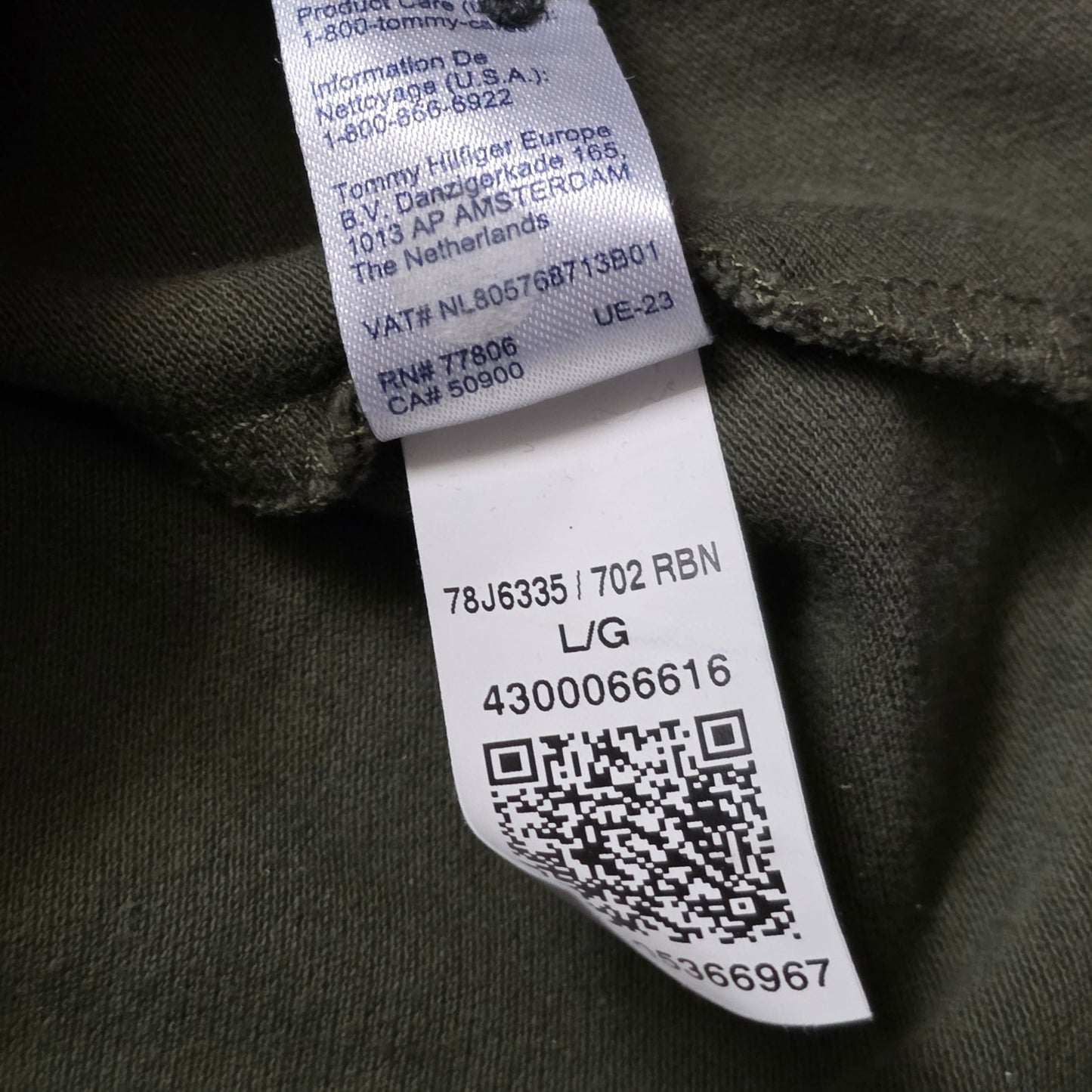 Tommy Hilfiger Polo Shirt Men L Olive Green Stretch Regular Fit Casual