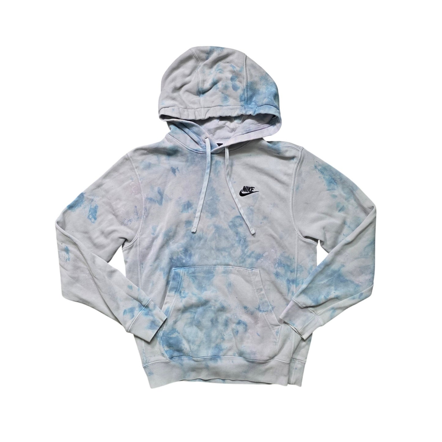Nike Washed Out Tie Dyed Hoodie Women XS Light Blue White Cotton