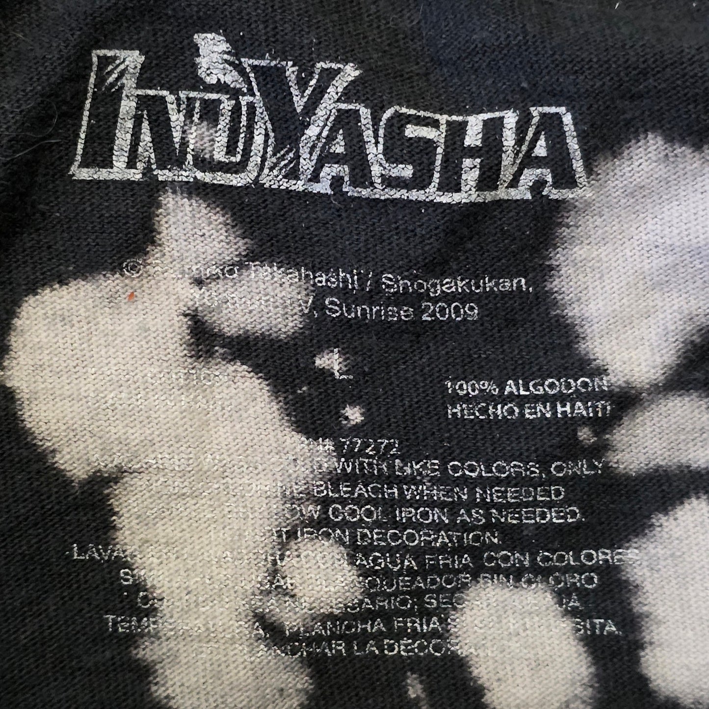 Inuyasha T-Shirt Men’s L Black Washed Anime Graphic Tee