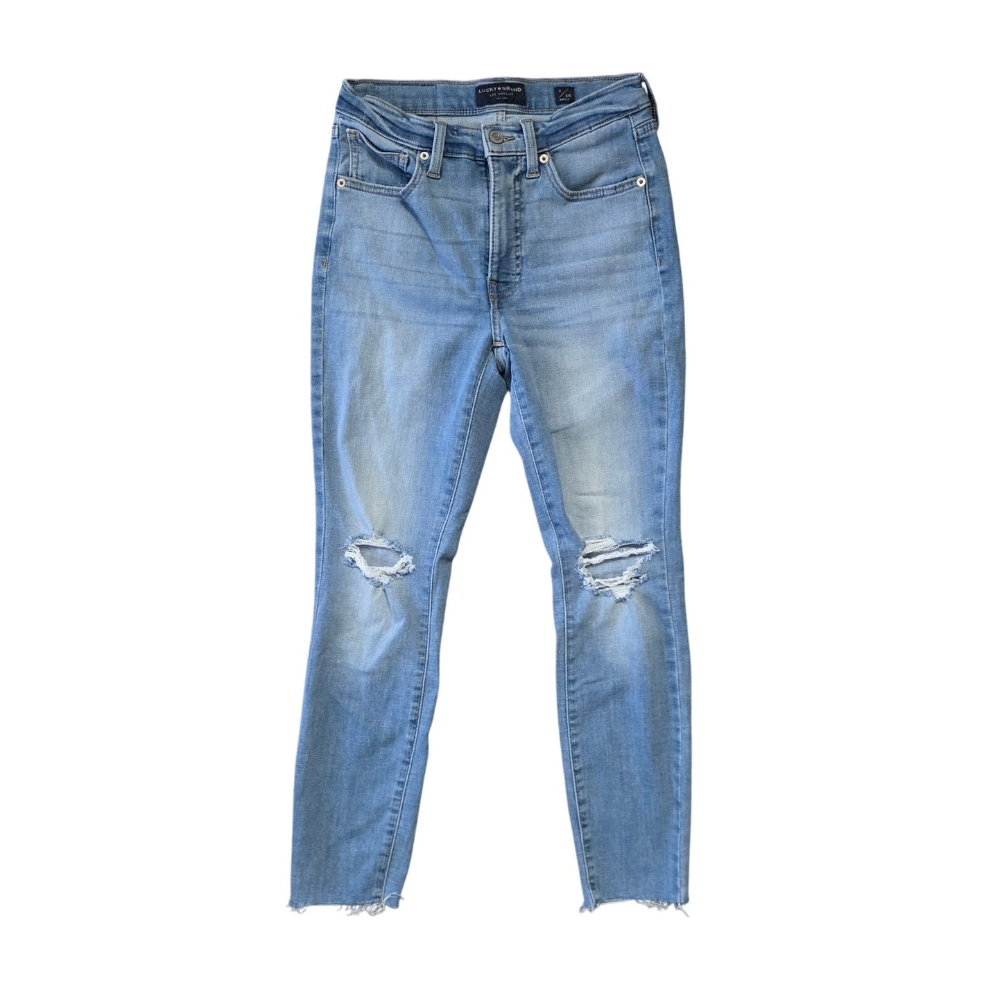 Lucky Brand Mid Rise Ripped Jeans Women’s 26 Light Wash Ankle