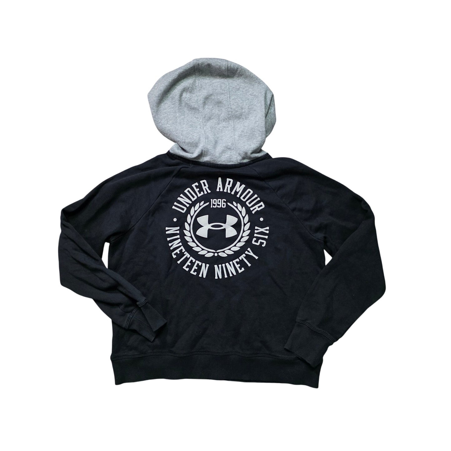 Under Armour Rival Fleece Colorblock Hoodie Women M Black/Steel/White