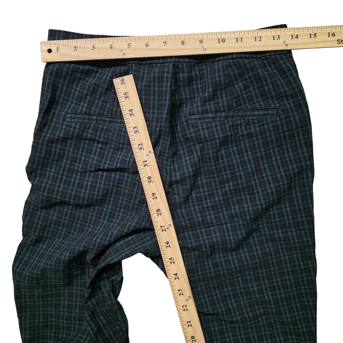Hollister Ultra High Rise Plaid Trousers Women’s M Navy Green