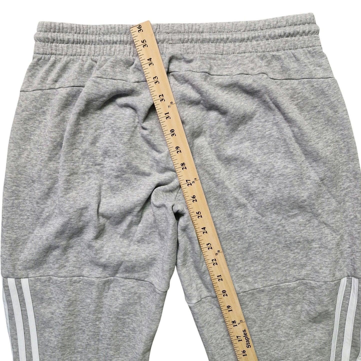 Adidas Gray Fleece Joggers Men’s Size Large 3 White Stripes Drawstring