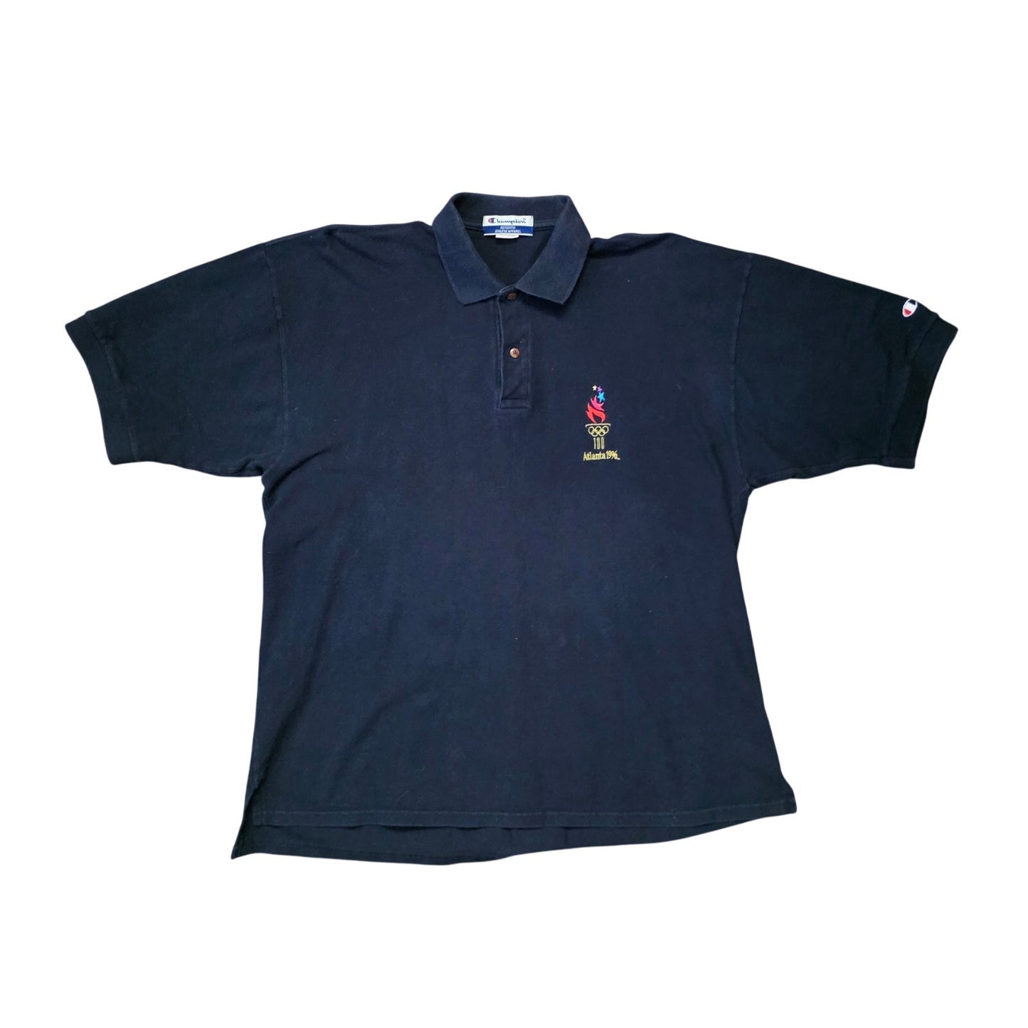 Champion Polo Shirt Men's XXL Blue Vintage 1996 Atlanta Olympics Cotton Casual