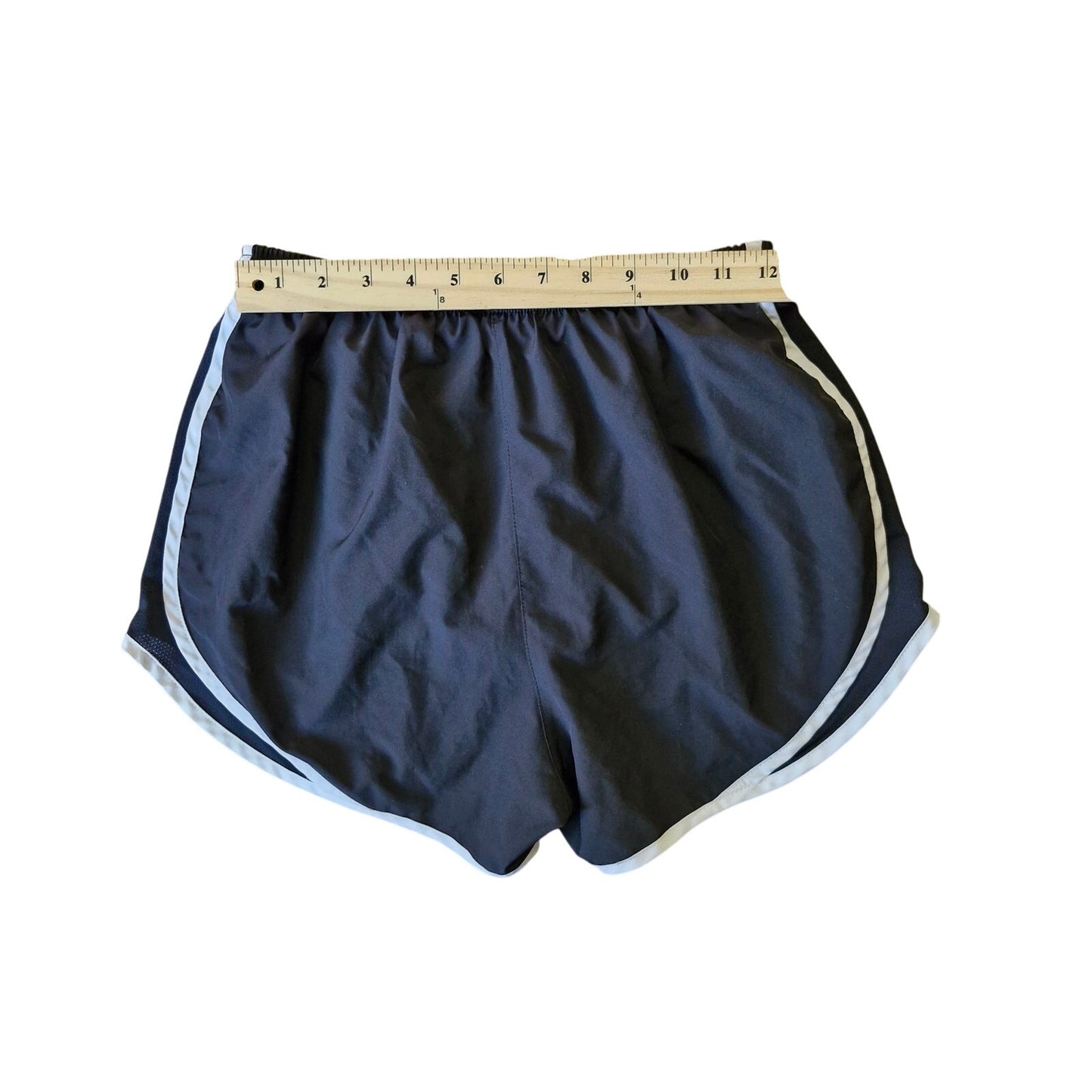 Nike Dri-Fit Running Shorts Women’s Size Medium Black with White Stripe & Built-In Brief
