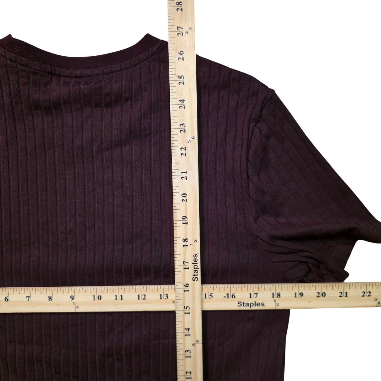 Perry Ellis Rib Knit Crew Neck Tee Men’s S Maroon