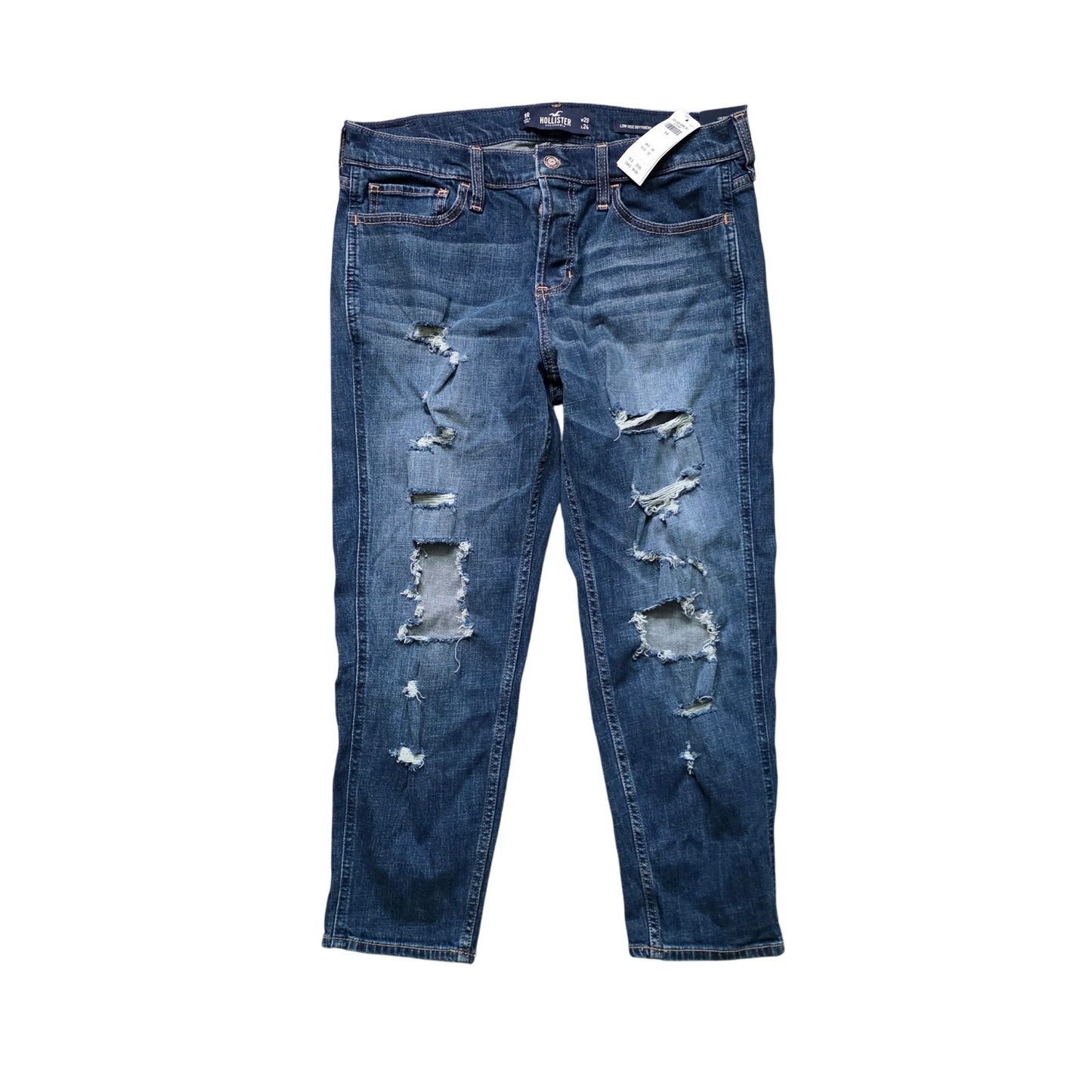 Hollister Low Rise Boyfriend Jeans Women’s 9R 29x24 Blue Distressed NWT