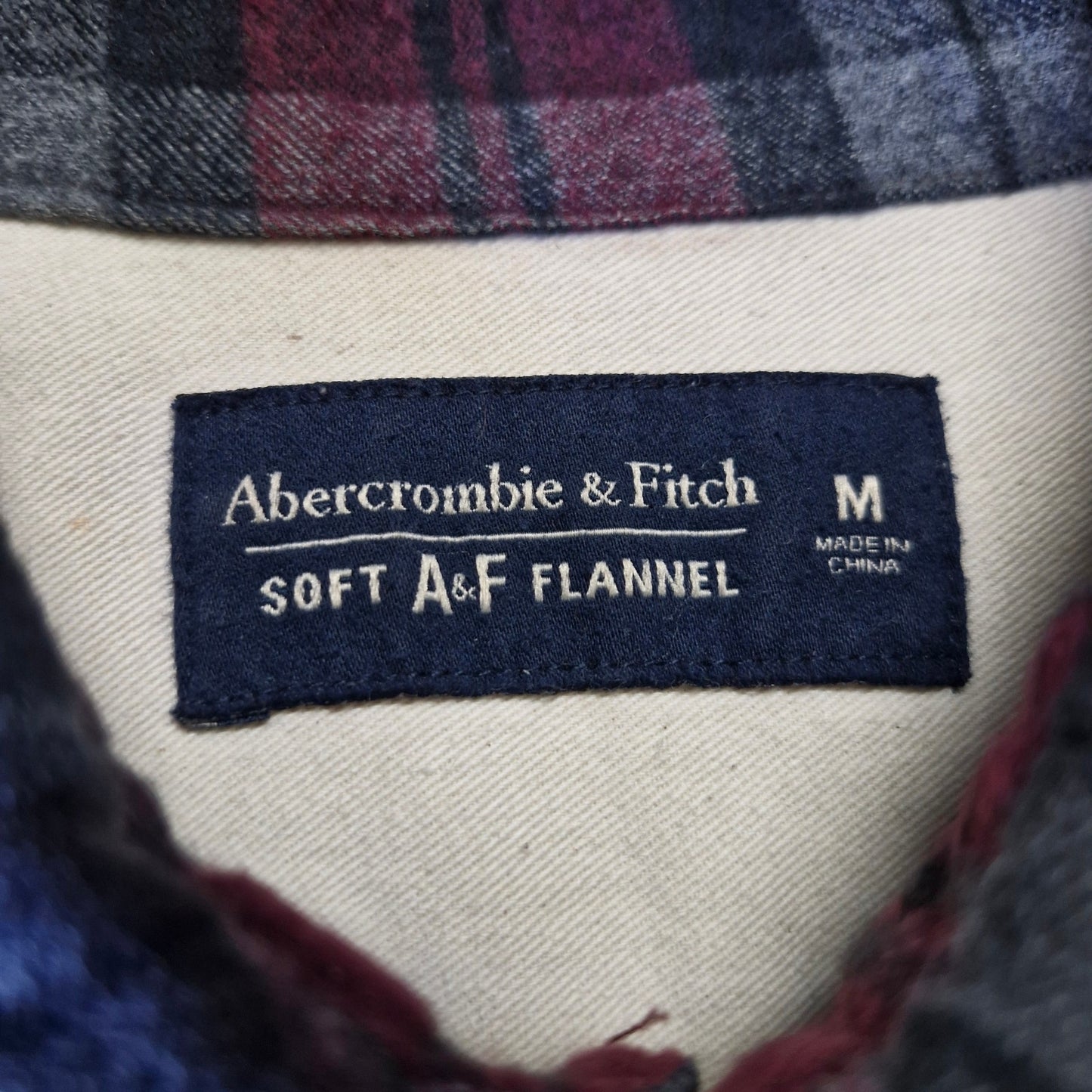 Abercrombie Muscle Fit Plaid Shirt Medium Red Gray Button Up Casual