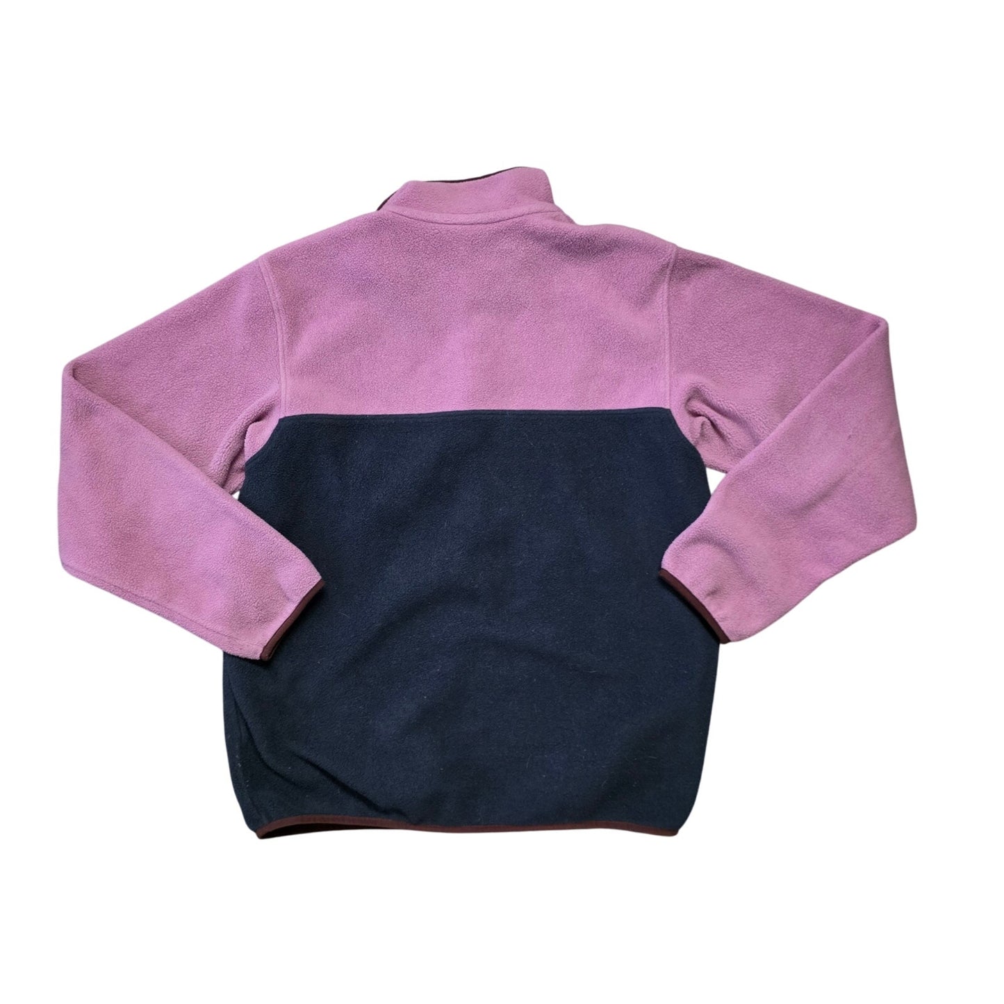 Patagonia Fleece 1/4 Button Up Girls L Navy Blue Pink Pullover