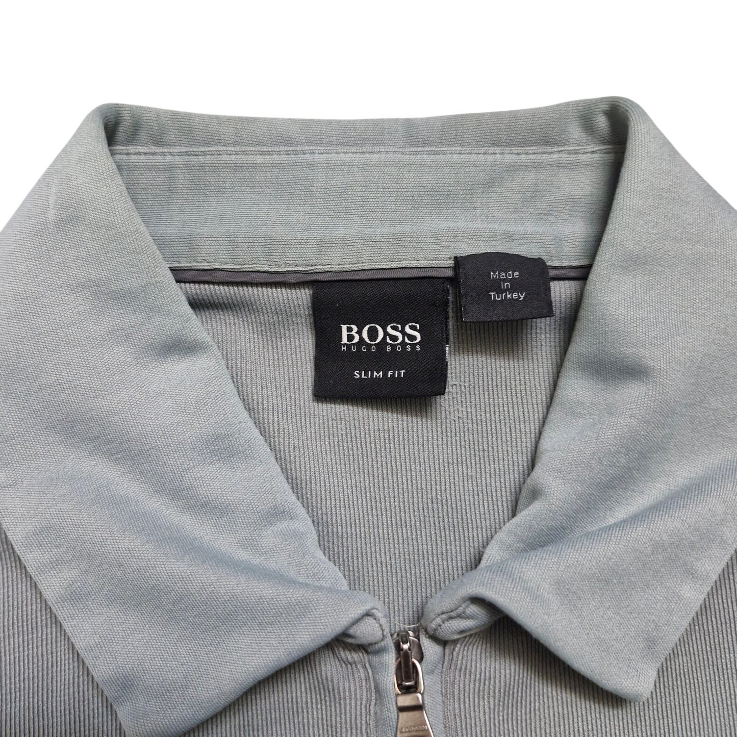Hugo Boss Quarter-Zip Polo Shirt Men’s L Olive Slim Fit Lightweight