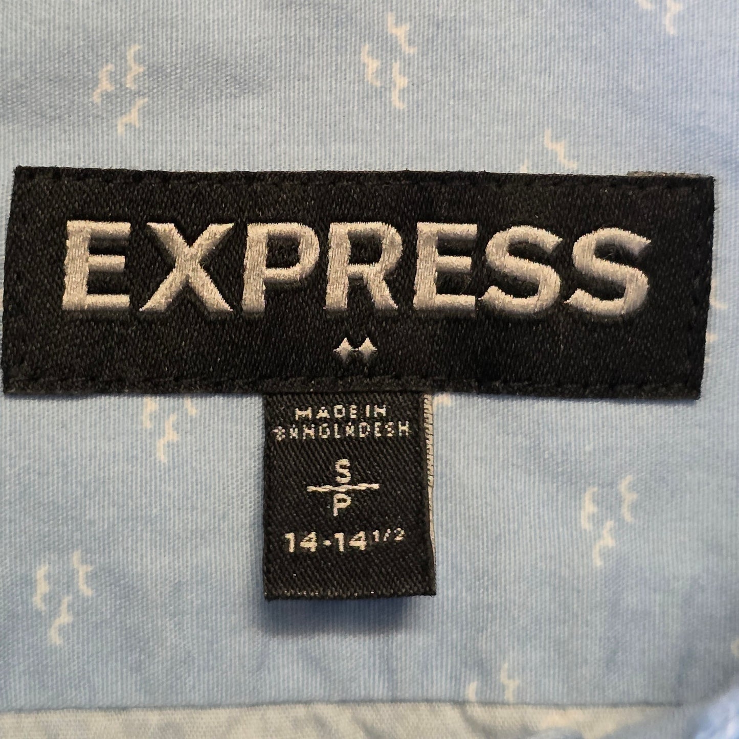 Express Dress Shirt Mens S Light Blue Soft Wash Short Sleeve