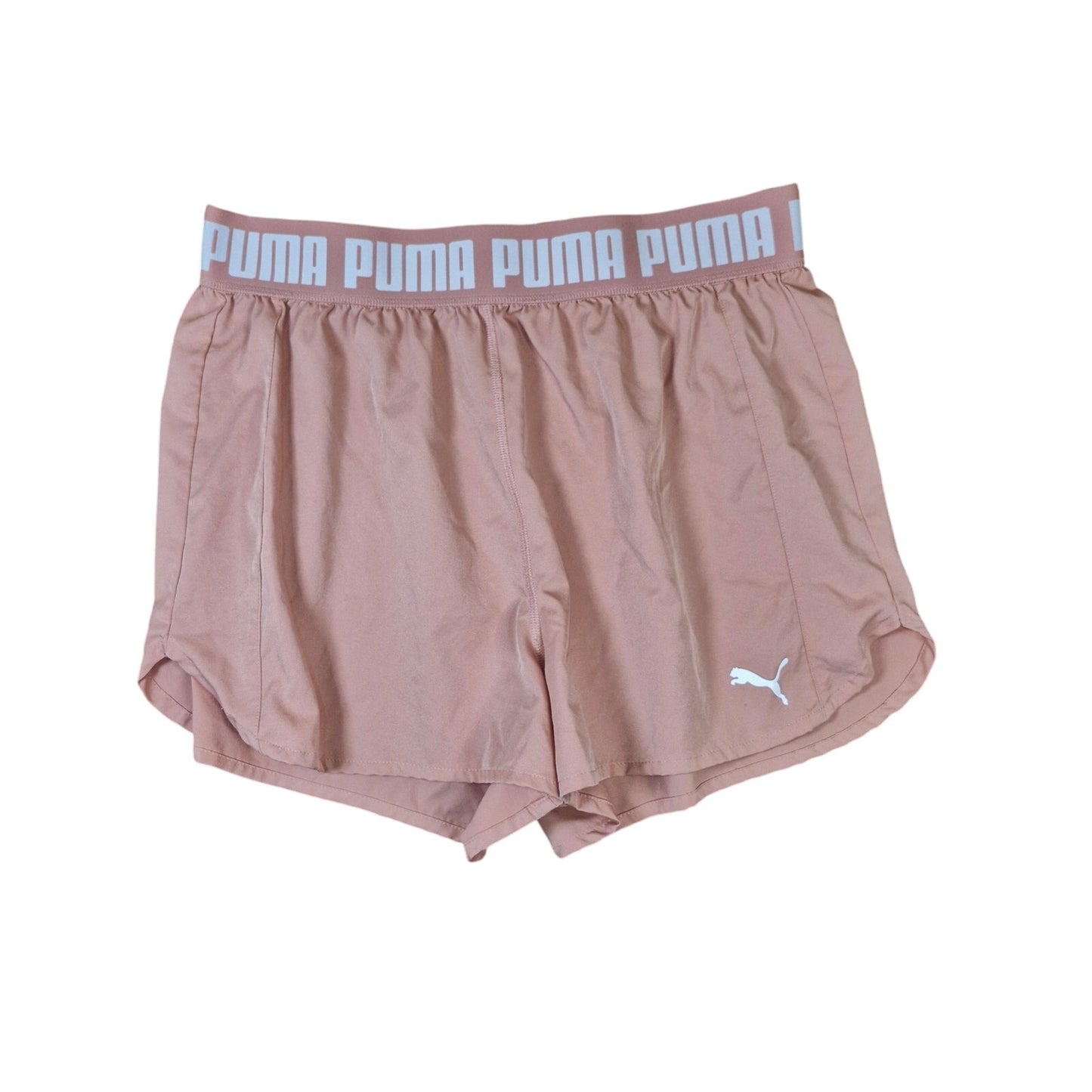 Puma Running Shorts Women L Pink Peach Mesh Lined Elastic Waist Athletic Gym