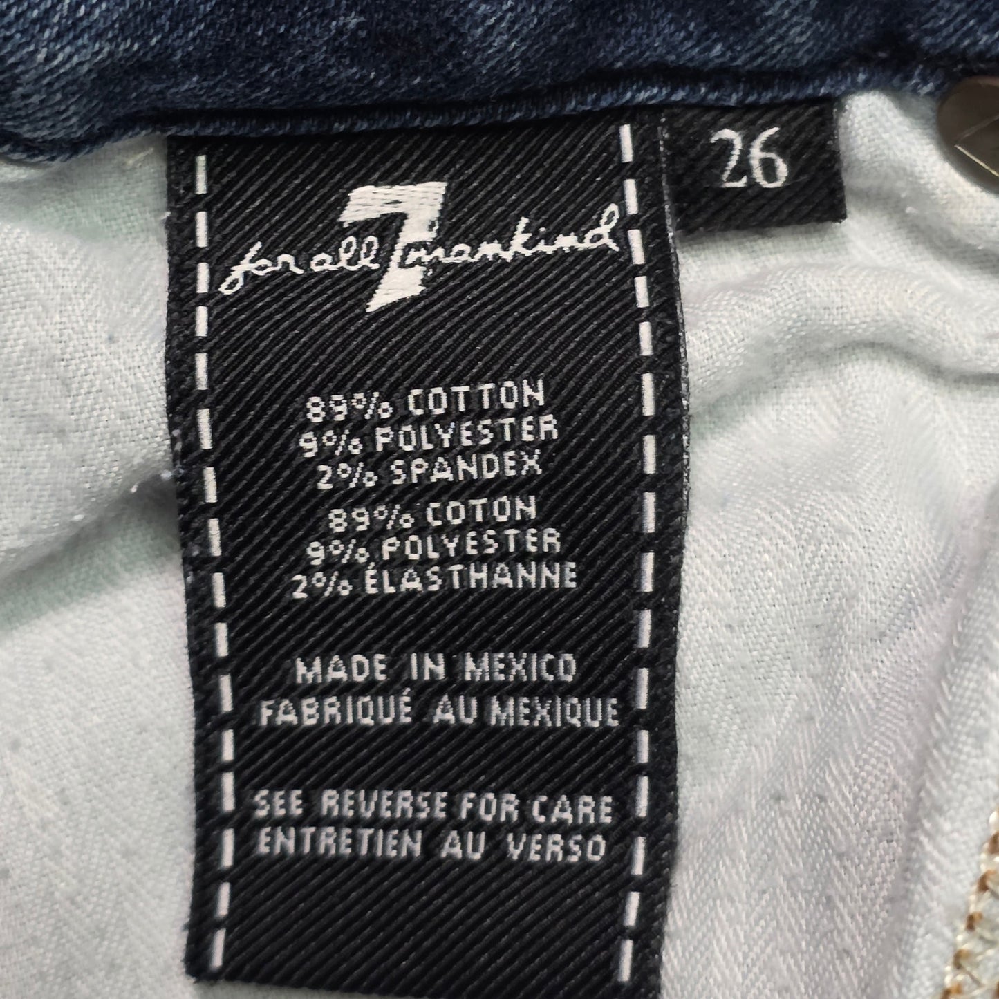 7 For All Mankind Jeans Women’s 26 Blue Denim Mid Rise Skinny