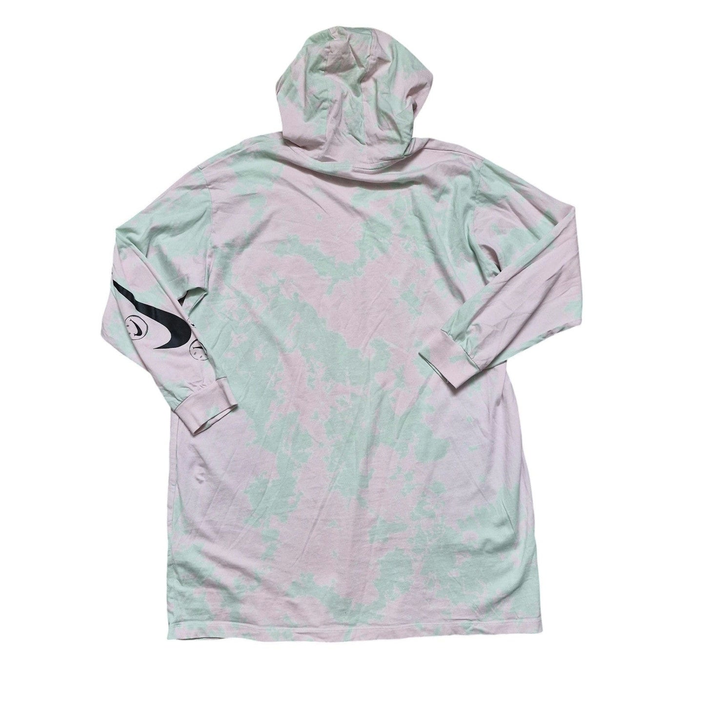 Nike Tie Dye Tunic Hoodie Dress Pink Green Long Sleeve “Nice Day” Size XL
