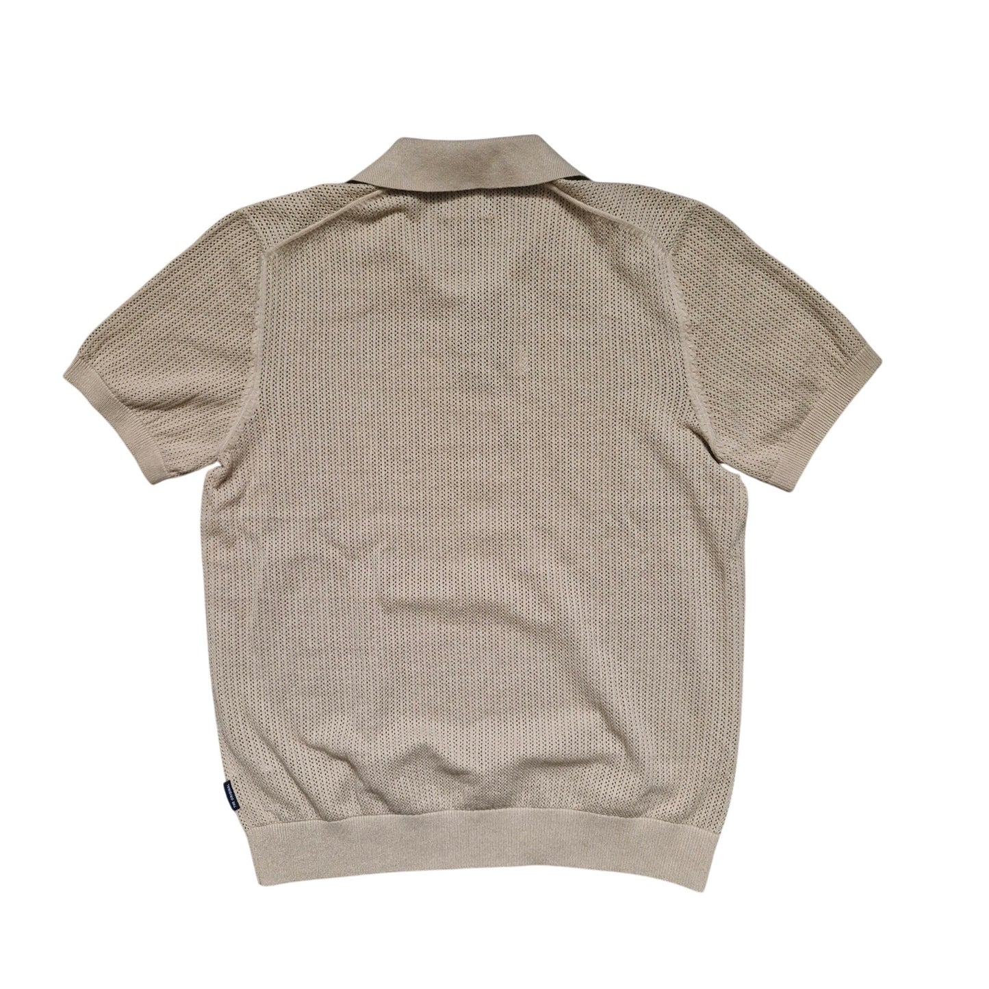 Ben Sherman Short Sleeve Signature Knitted Polo Men’s Large Sand Organic Cotton Knit Casual