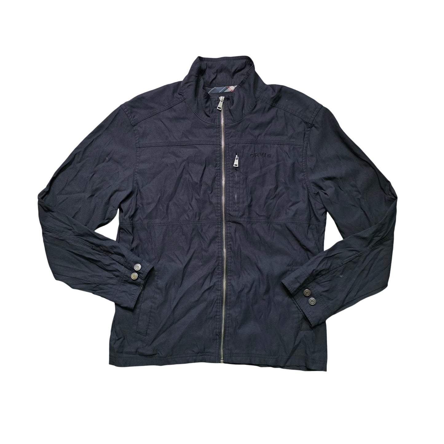 Orvis Bomber Jacket Men’s Medium Black Nylon Full Zip Water Resistant