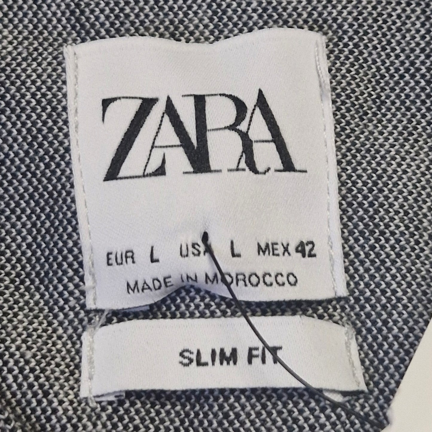 Zara Dress Shirt Men’s L Gray Slim Fit Collared Long Sleeve