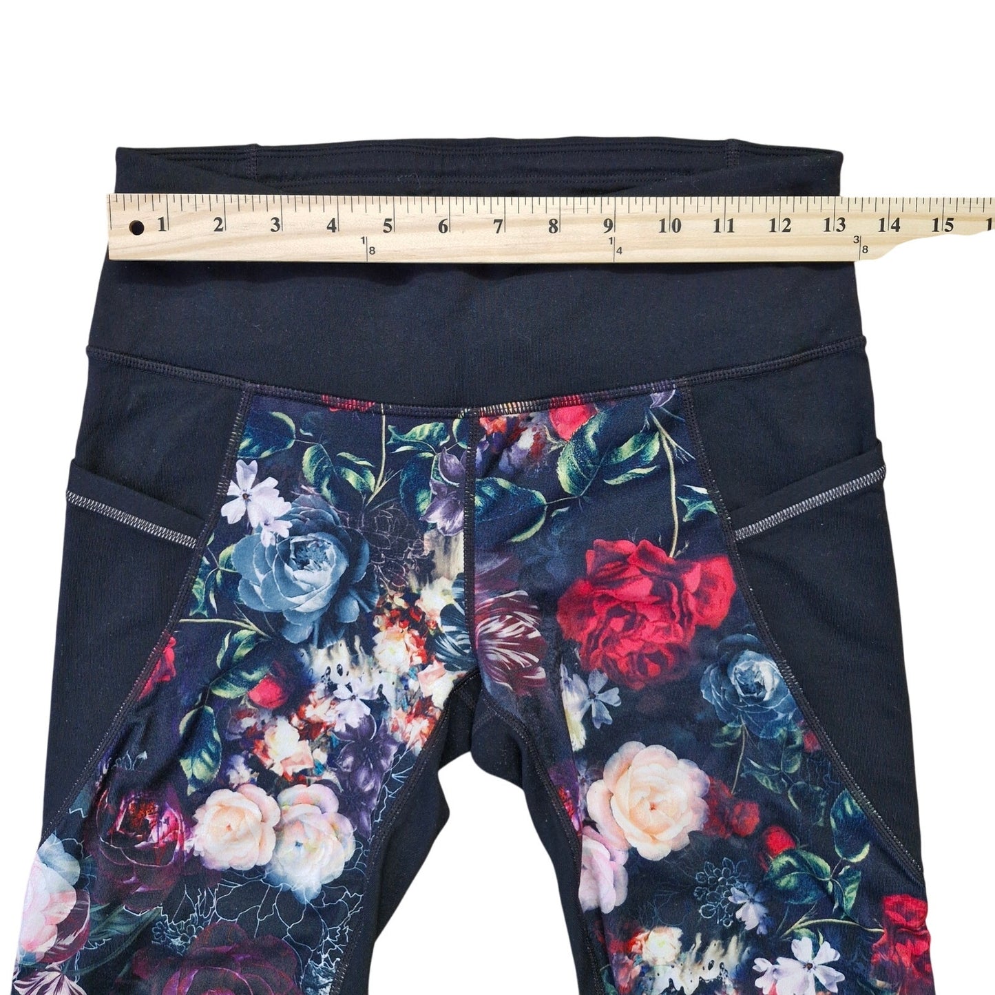 Athleta Relay 2.0 Crop Leggings Women's Small Orchid Floral Print Stash Pocket