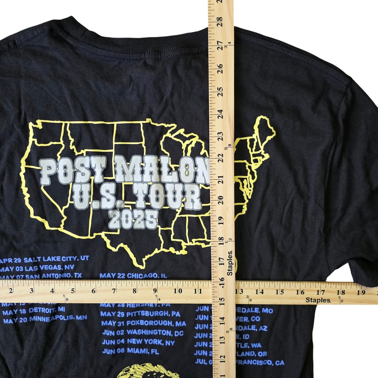 Post Malone U.S. Tour 2025 T-Shirt Men’s M Black Graphic Posty Co. NWT