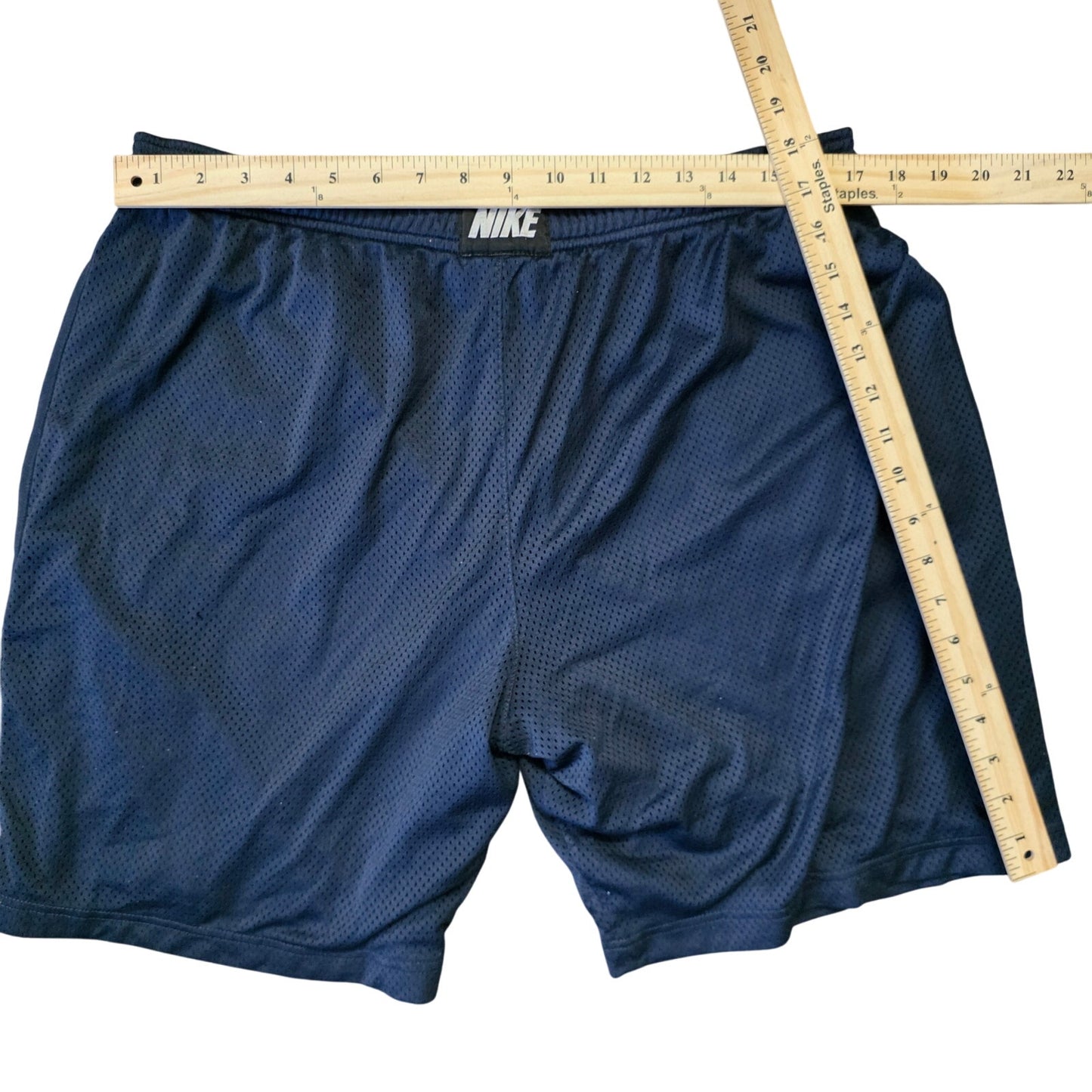 Nike Shorts Men’s L Blue Navy Fleece Dri Fit Gym Basketball Vintage Swoosh