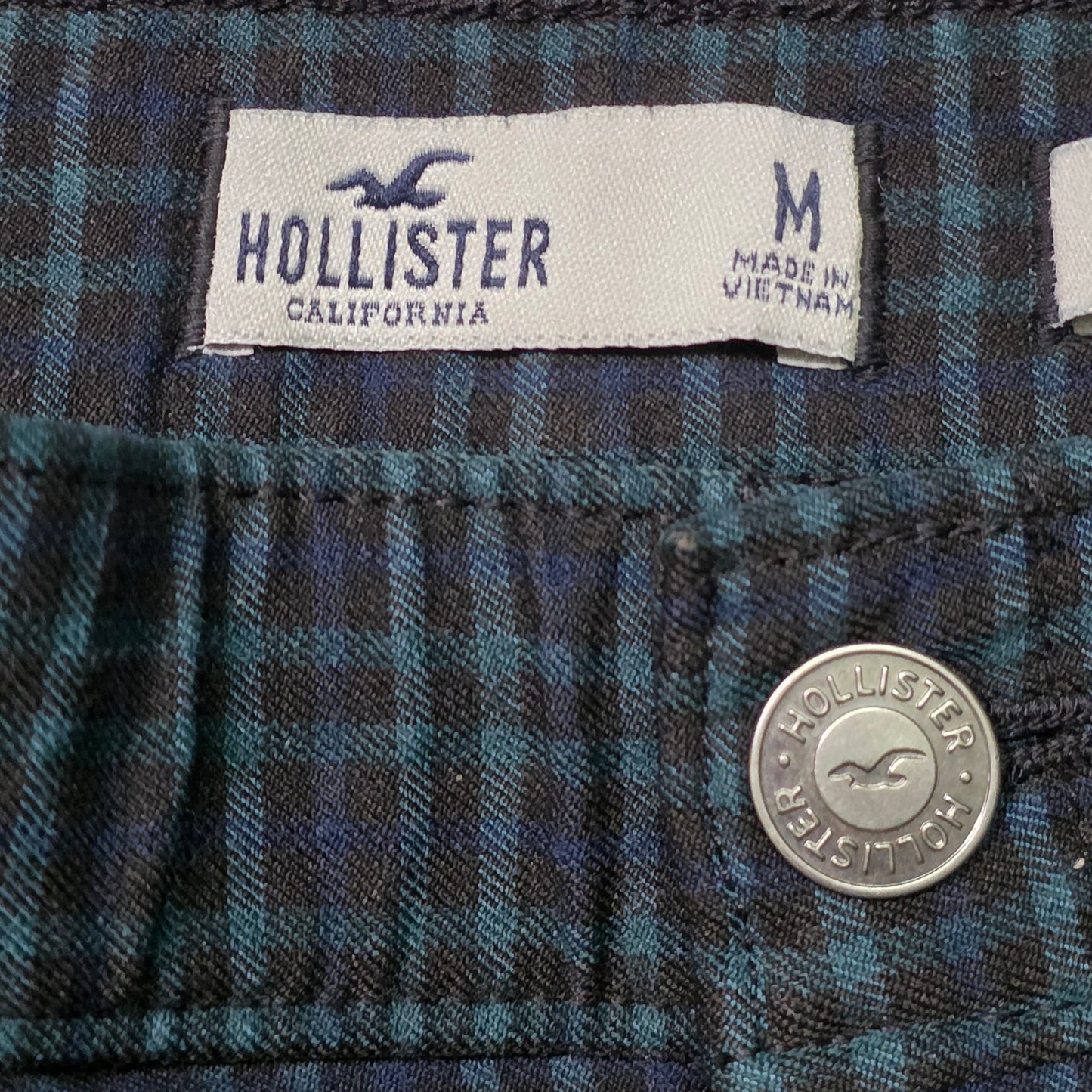 Hollister Ultra High Rise Plaid Trousers Women’s M Navy Green