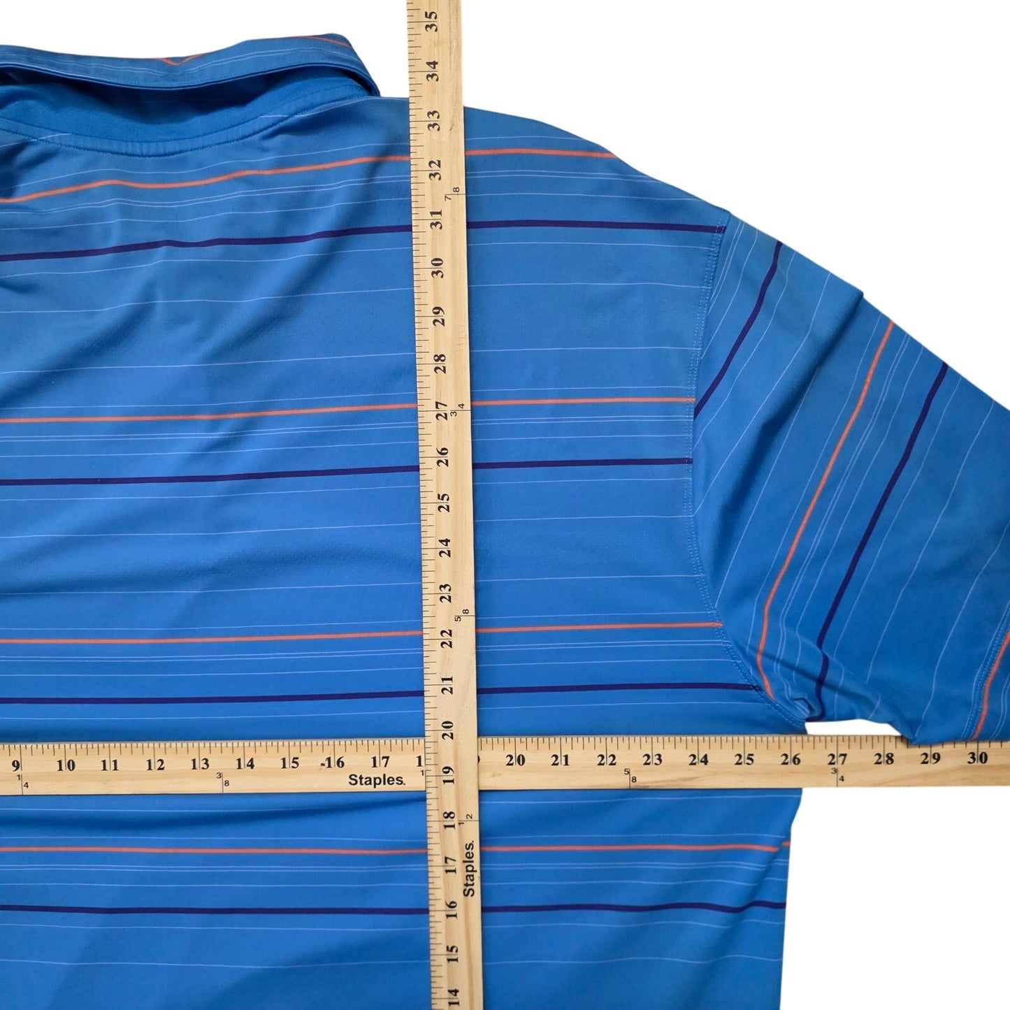 Nike Tour Dri‑Fit Golf Polo Men’s XXL Blue Orange Striped Performance Stretch Top