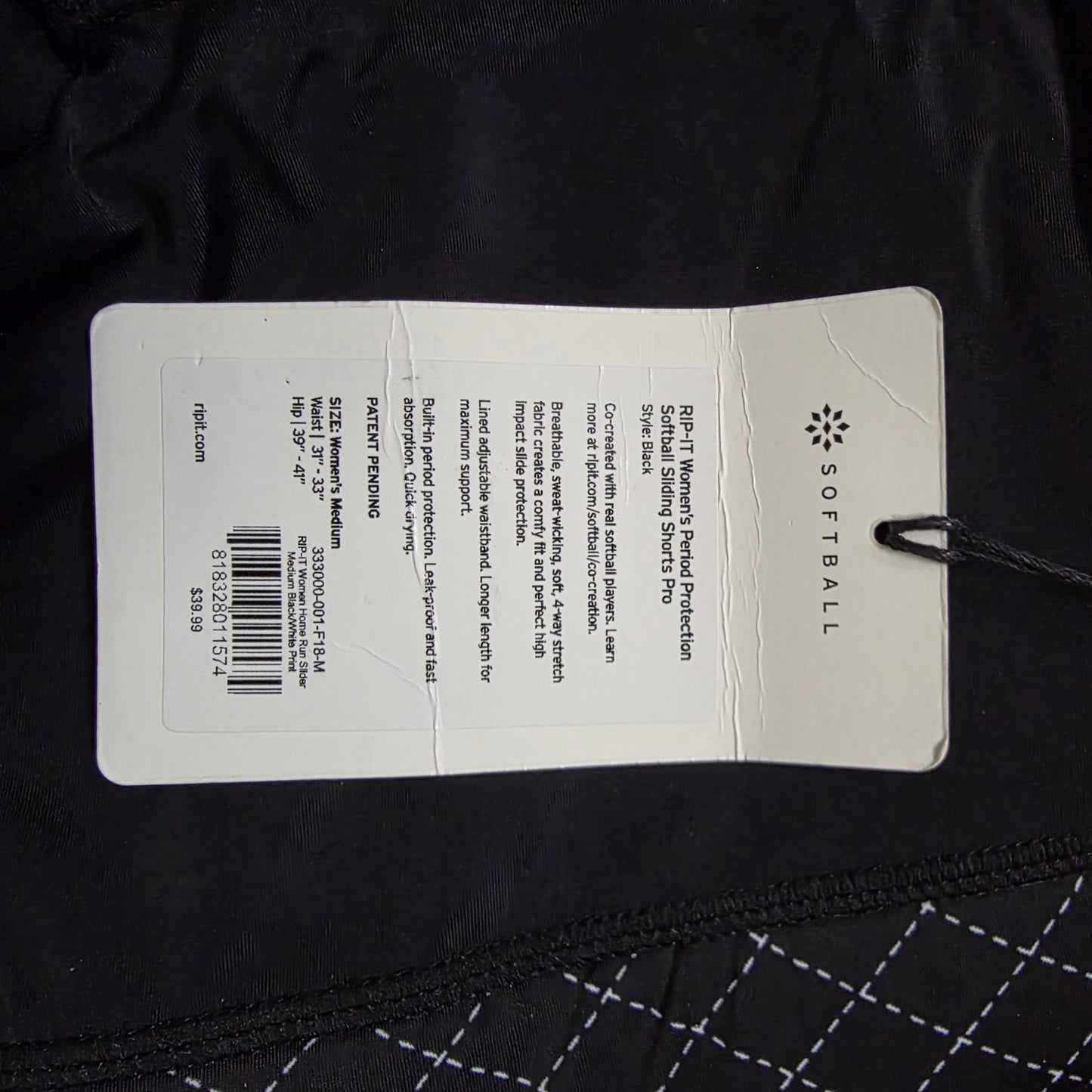 Women’s Period-Protection Pro Softball Sliding Shorts M Black Moisture-Wicking
