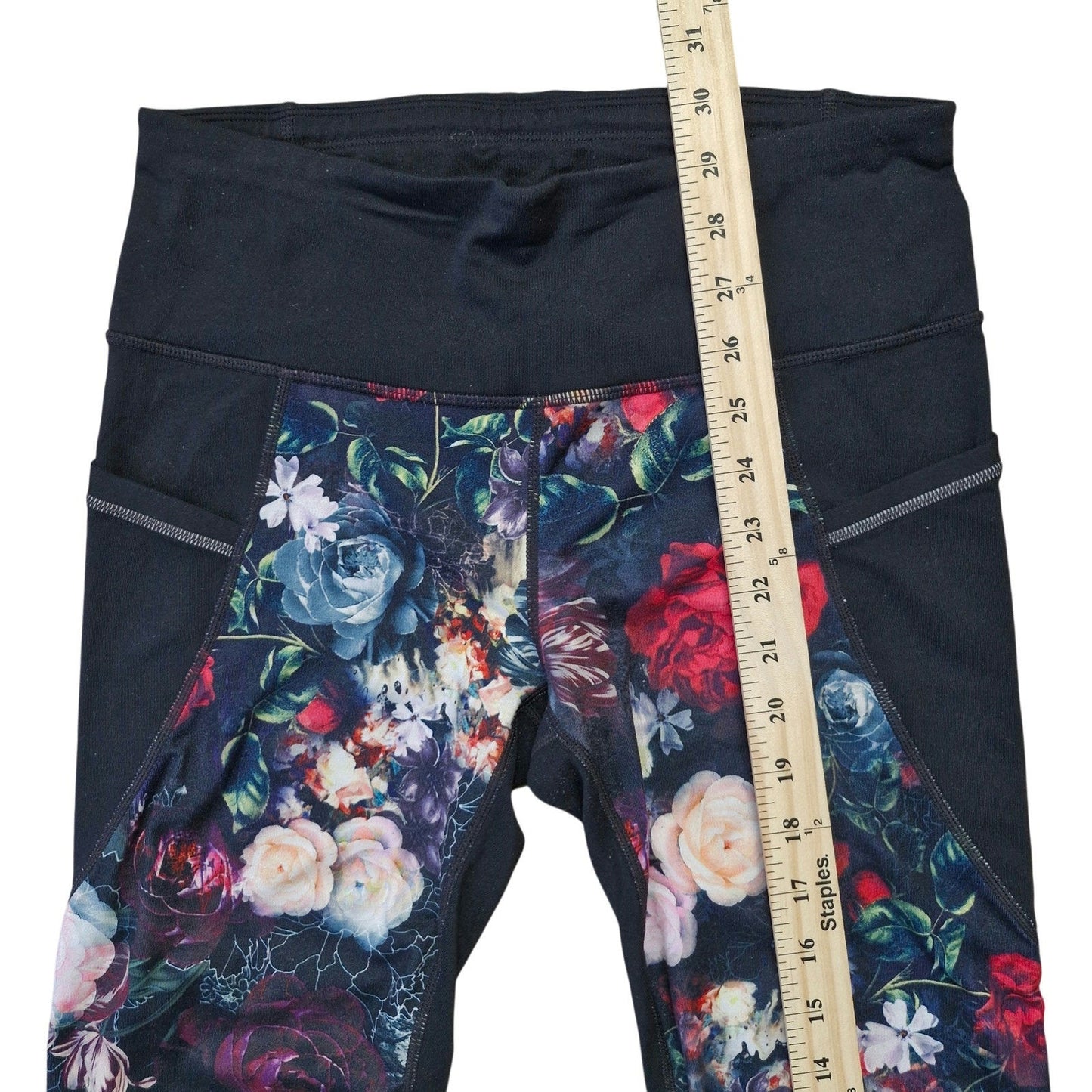 Athleta Relay 2.0 Crop Leggings Women's Small Orchid Floral Print Stash Pocket