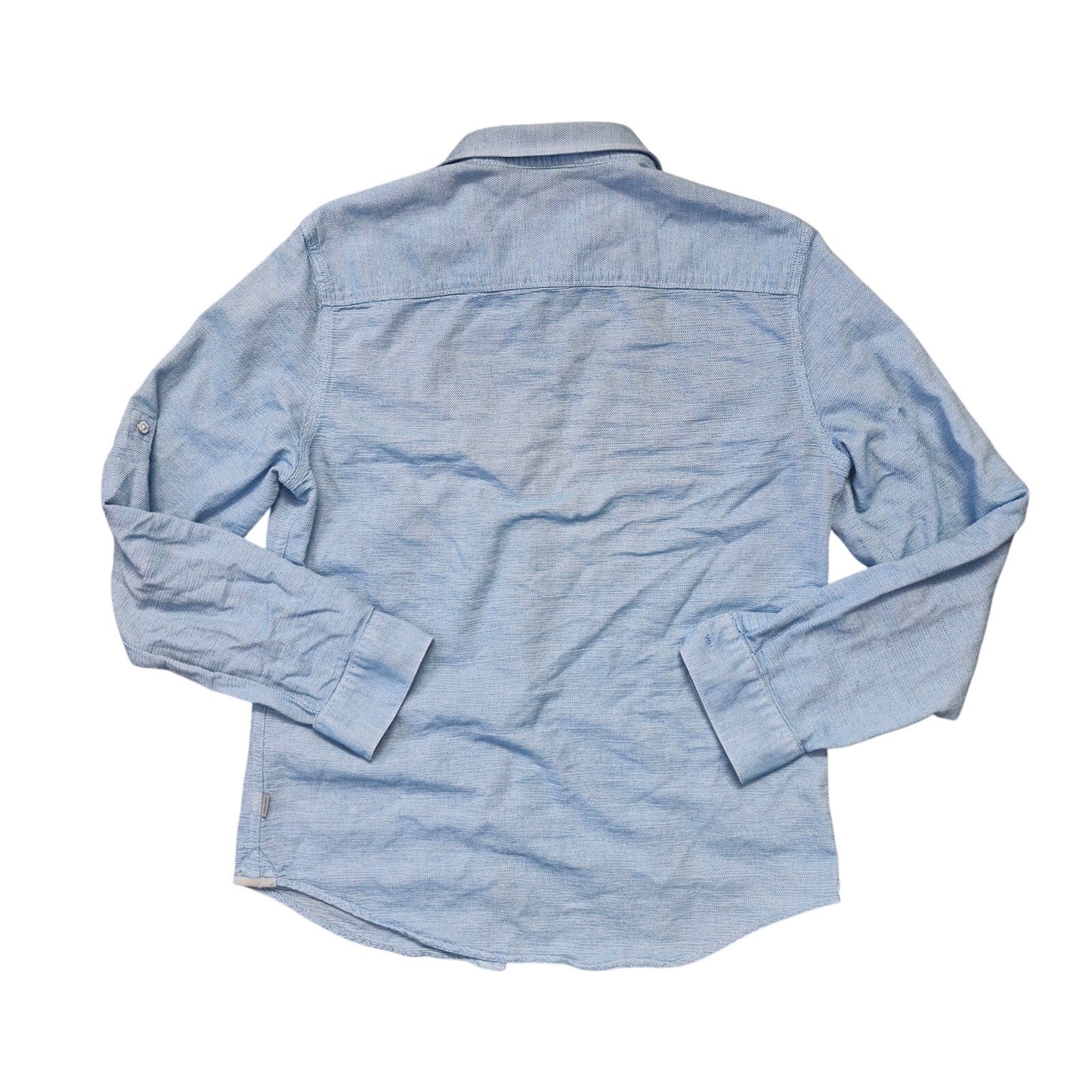 Calvin Klein Body Fit Cotton Roll-Up Shirt Men’s Medium Blue