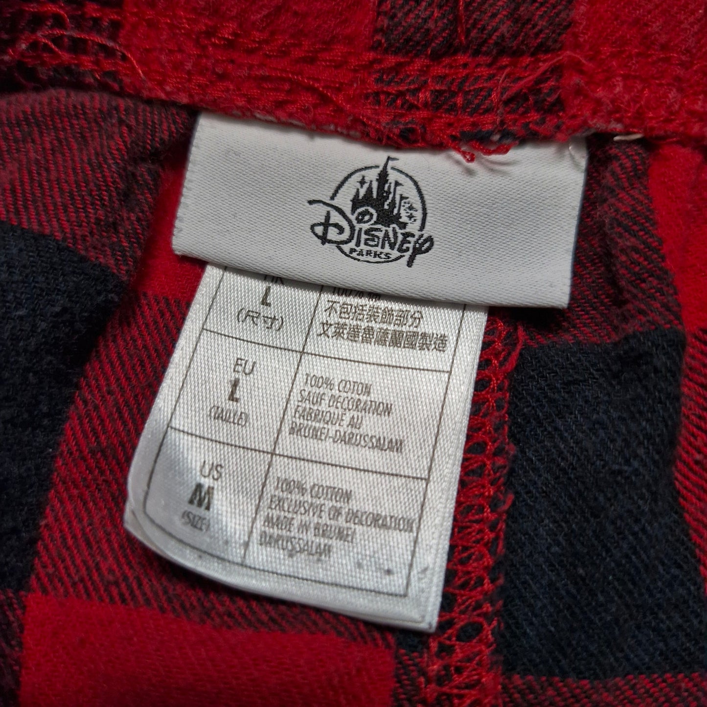 Disney Parks Men’s Red Plaid Sleepwear Pants Size Large Embroidered Mickey Mouse