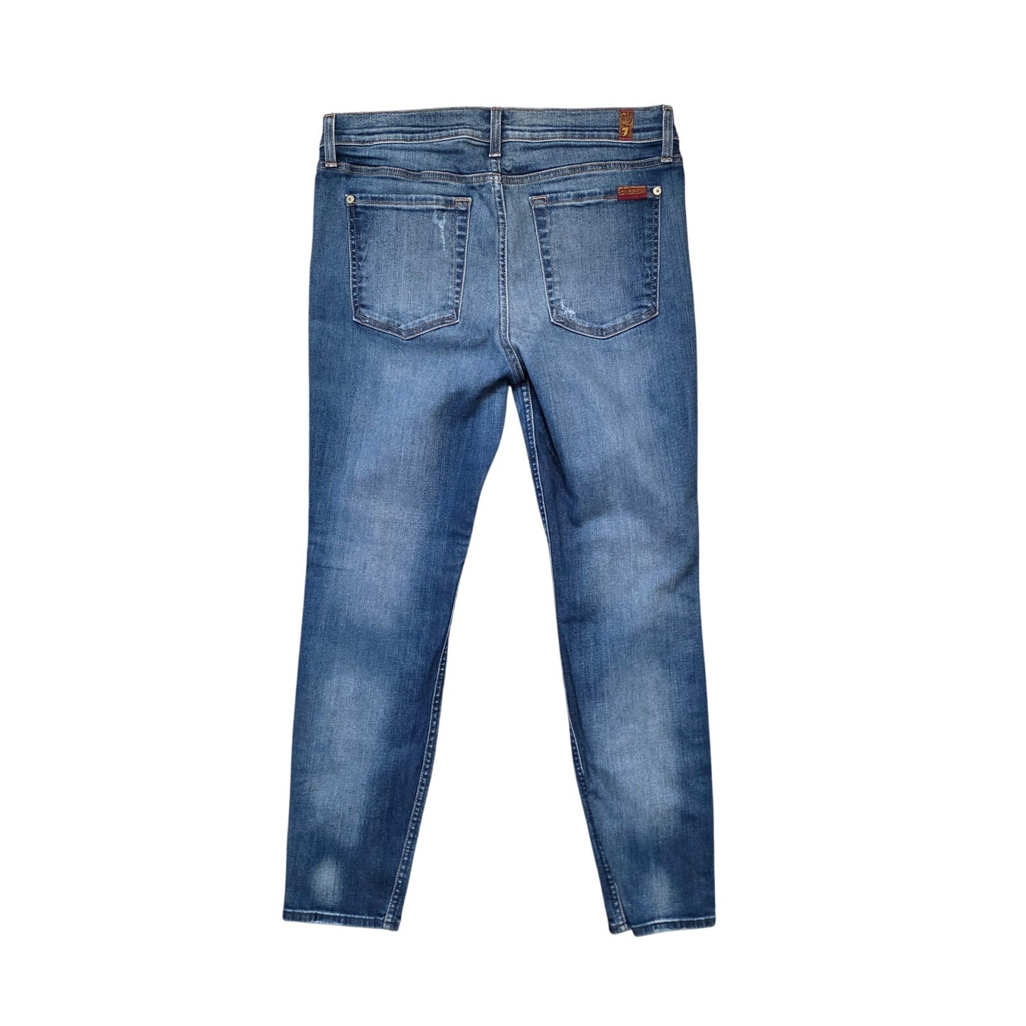 7 For All Mankind The Ankle Skinny Jeans Women’s 32 Distressed Denim Blue