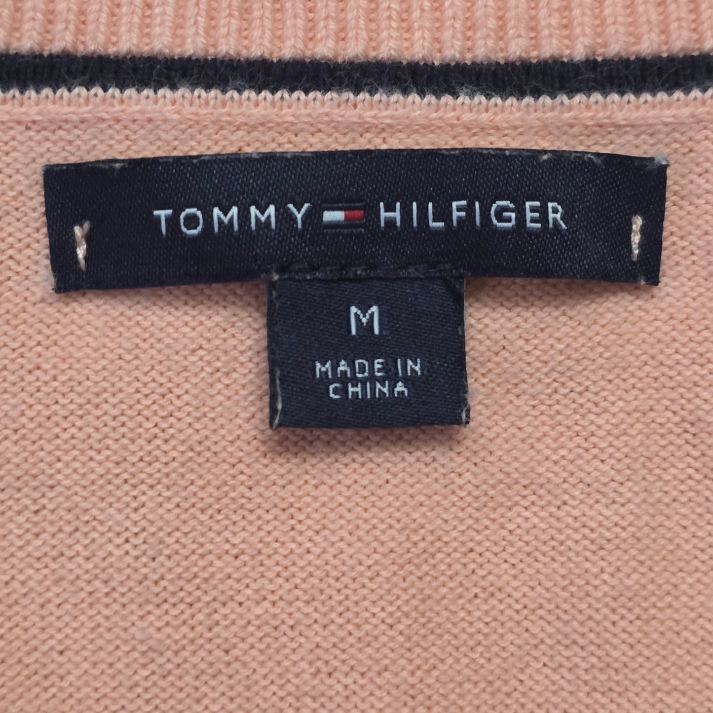 Tommy Hilfiger V-Neck Sweater Women’s M Pink Argyle Knit