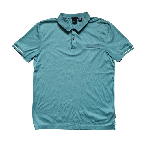 Hugo Boss Stitch Polo Shirt Men’s Large Teal Short Sleeve