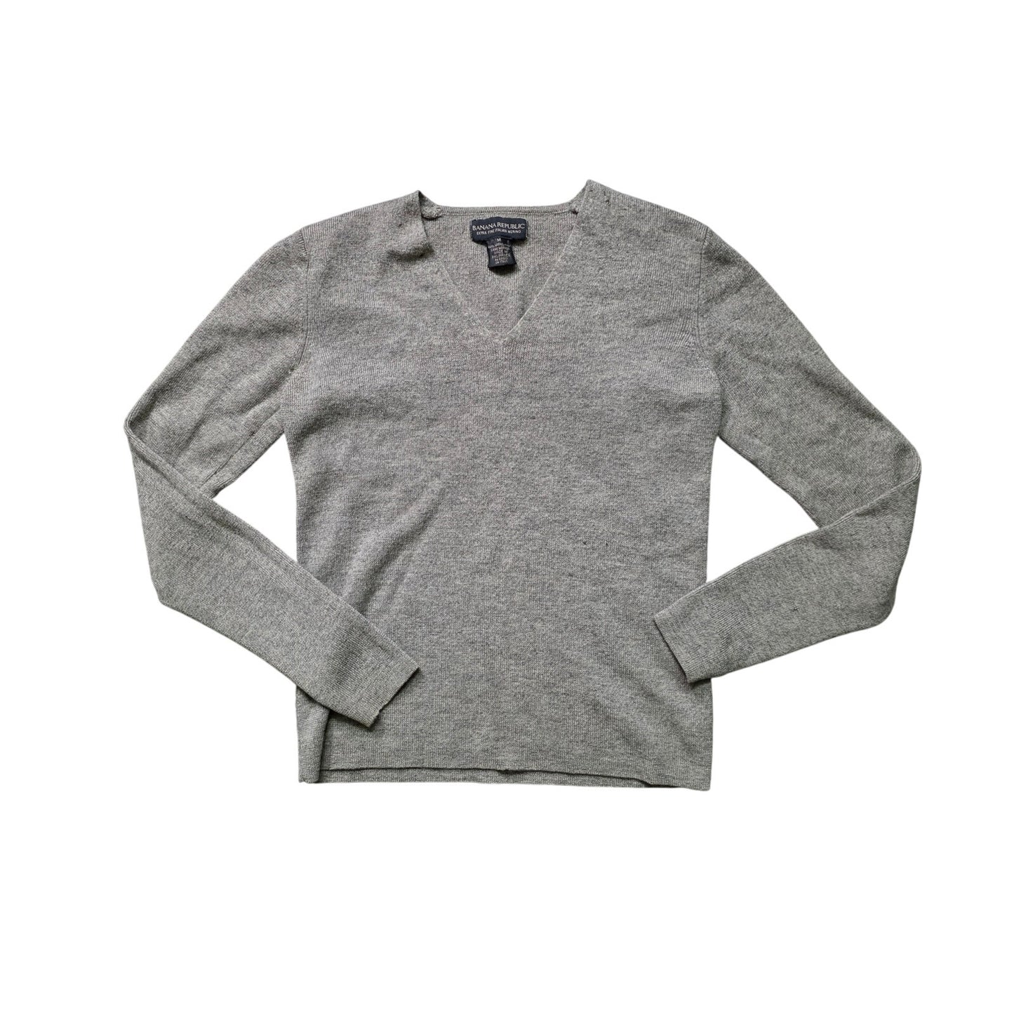 Banana Republic Italian Merino Wool V-Neck Sweater Women’s M Grey