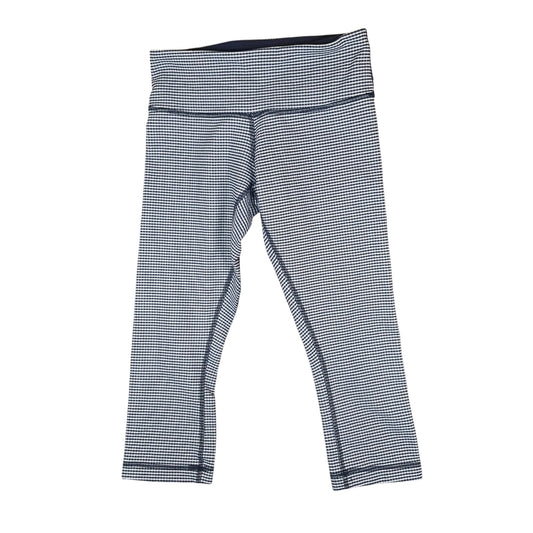 Lululemon Leggings Size 4 Blue & White stripe Gingham Cropped Workout