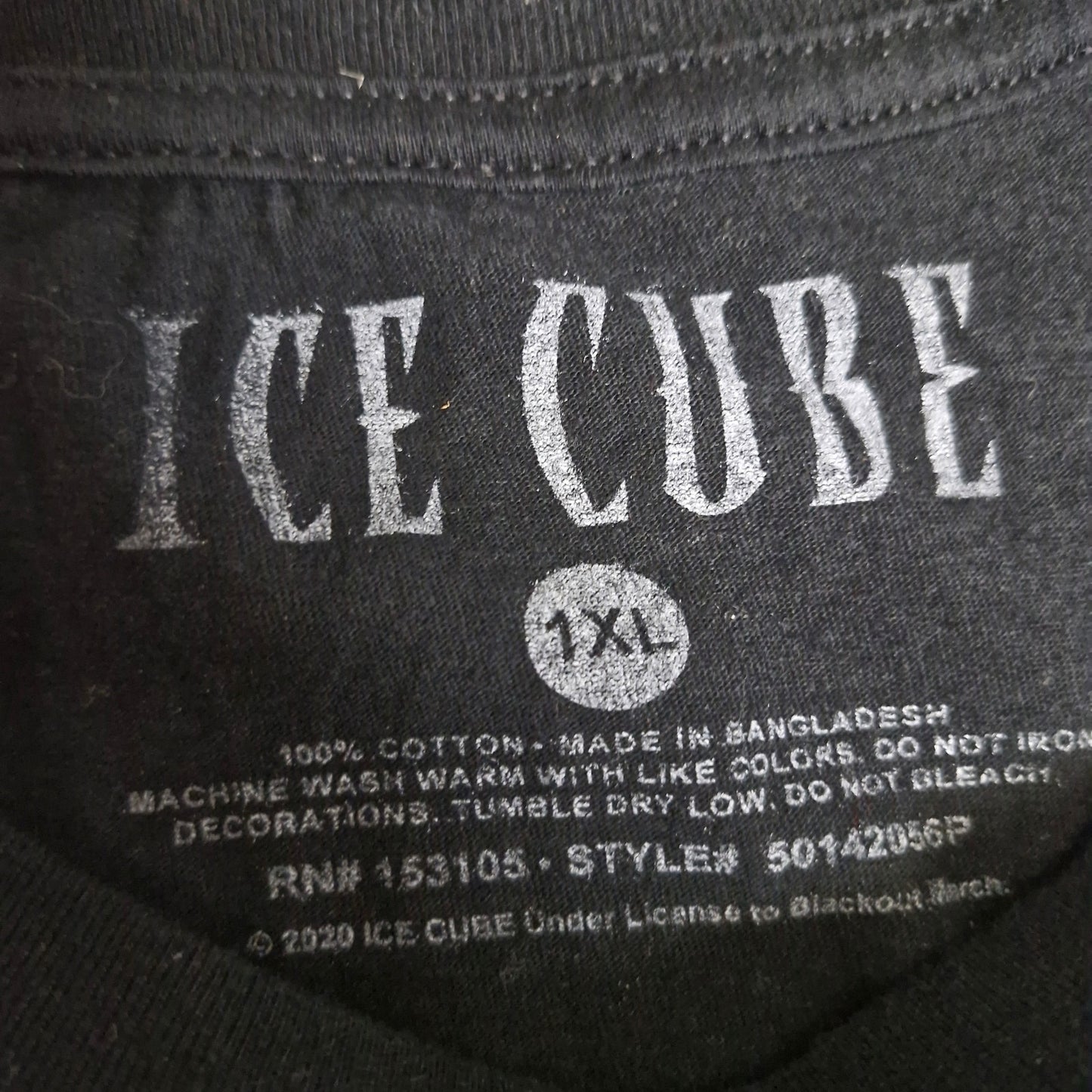 Ice Cube Graphic Rap Tee Vintage Look Streetwear Black Size 1XL