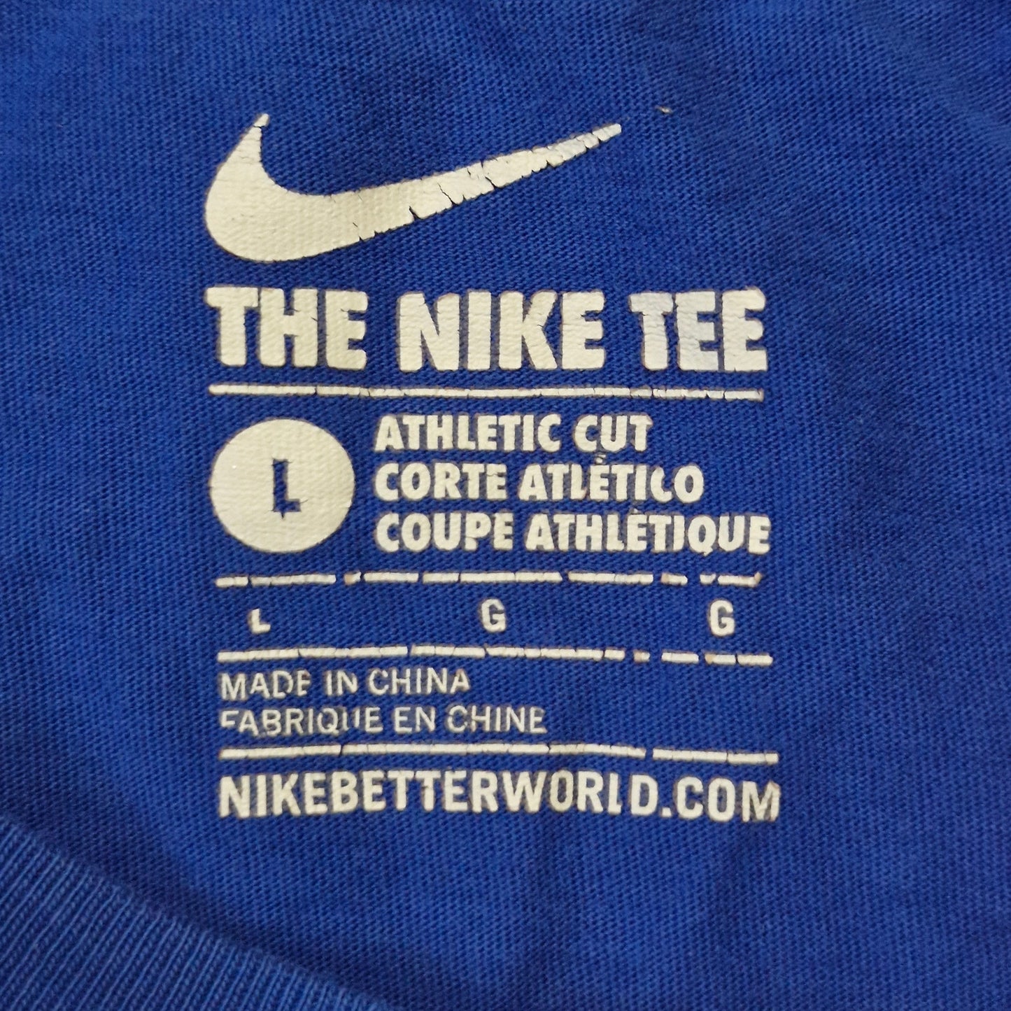 Nike Shirt Mens Large Blue Dri‑FIT Athletic Tee Lightweight Swoosh Logo Running