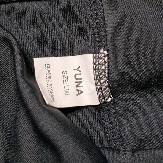 Yuna Fashion Pocket Sheer Slits Gray Workout Athleisure Leggings L/XL