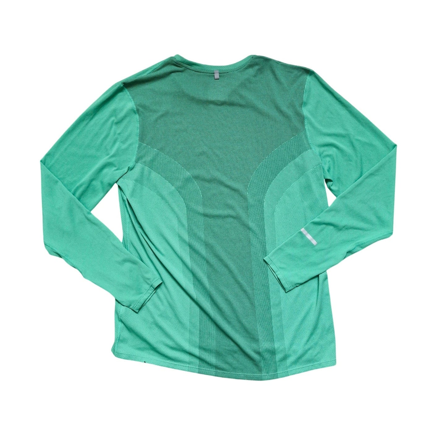 Nike Shirt Mens Large Green Dri Fit Long Sleeve Crew Neck Logo Running Active