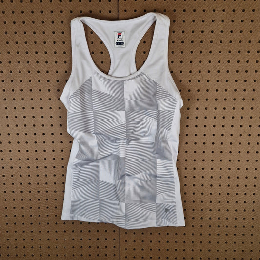 Fila Womens Size Small Athletic Tank Tennis White Silver