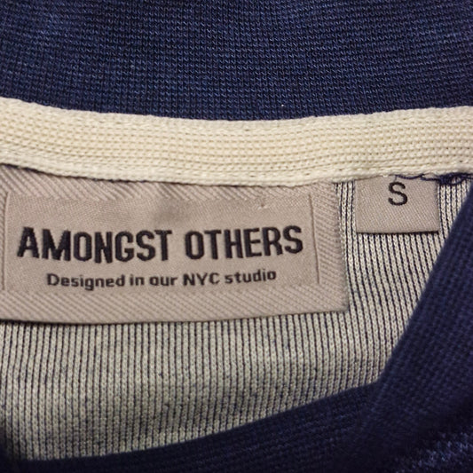 Amongst Others Drop Shoulder Boxy Fit Heavyweight Tee Mens S Navy Egg Shell