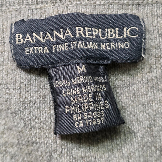 Banana Republic Italian Merino Wool V-Neck Sweater Women’s M Grey