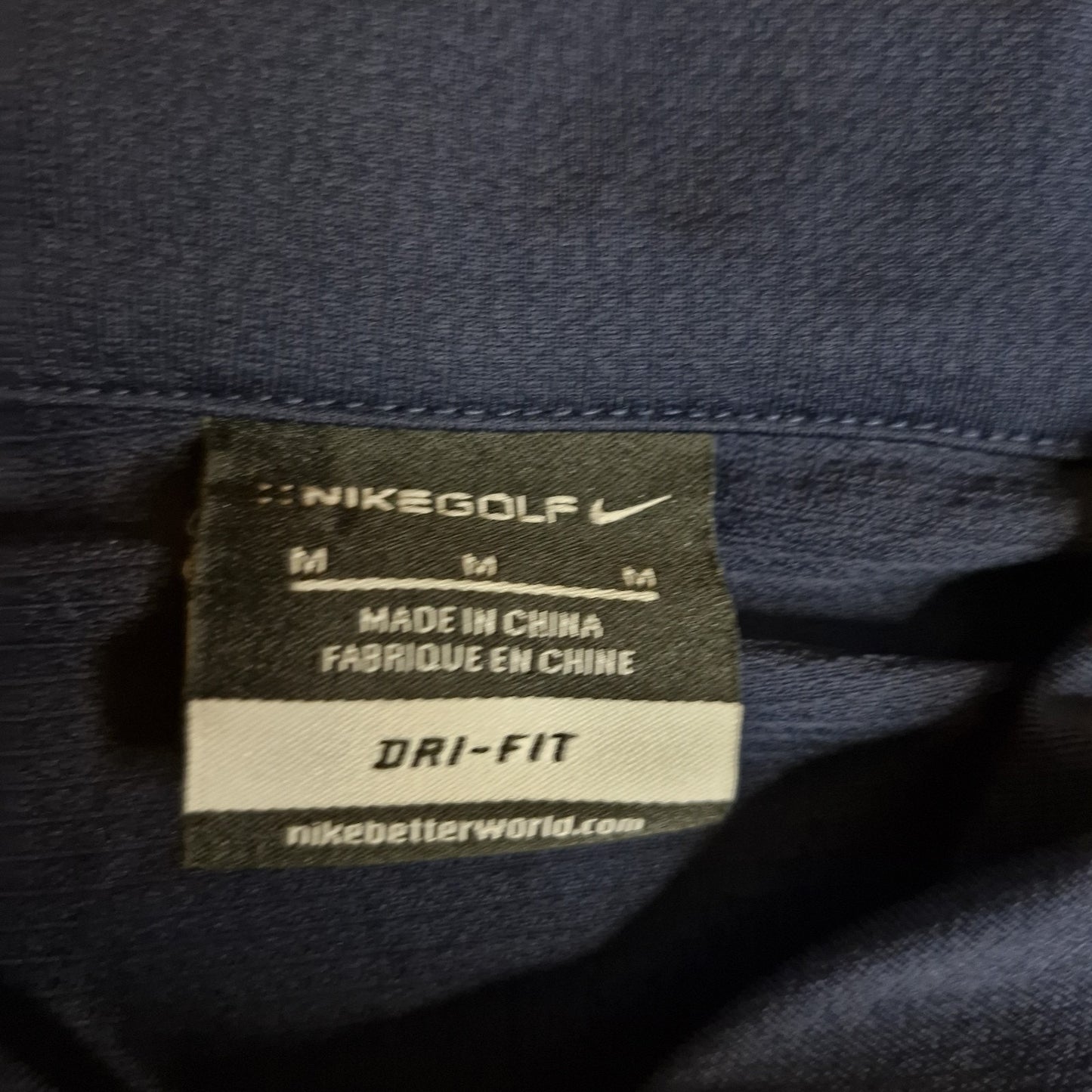 Nike Golf Shirt Men Medium Navy Fit Dry Embroidered Swoosh Y2K