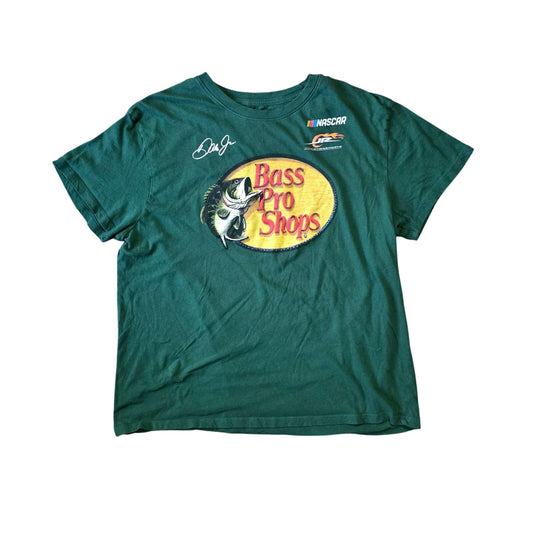 Bass Pro Shops NASCAR T-Shirt Women’s XL Green Cotton Graphic Fishing Racing Tee