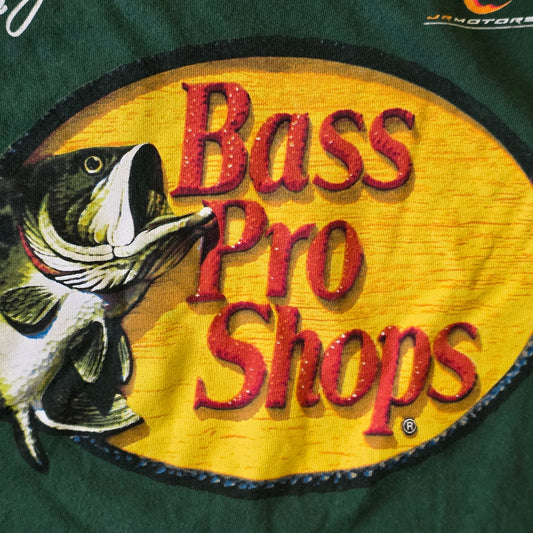 Bass Pro Shops NASCAR T-Shirt Women’s XL Green Cotton Graphic Fishing Racing Tee