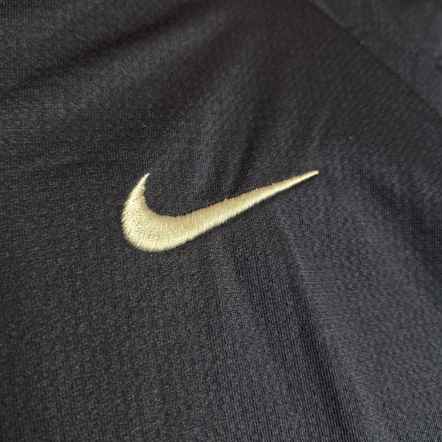 Nike Golf Shirt Men Medium Navy Fit Dry Embroidered Swoosh Y2K